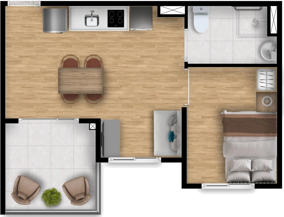 Planta Final 3 · 2º ao 5º pavimento — 37,35 m² privativos, 1 dormitório · flat (NR)